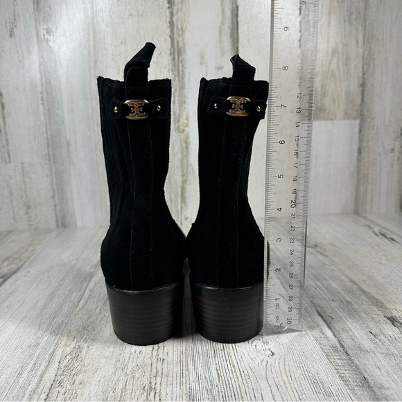 Sam Edelman Bronson Low Stack Heel Bootie in Black Suede #1036 - Picture 8 of 12